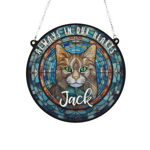 Cat Tabby Memorial Stained Glass Effect Suncatcher